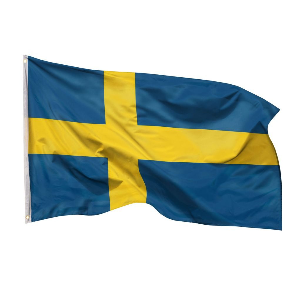 PHENO FLAGS Flagge Schweden Flagge 90 x 150 cm Schwedische Fahne Nationalflagge (Hissflagge für Fahnenmast), Inkl. 2 Messing Ösen