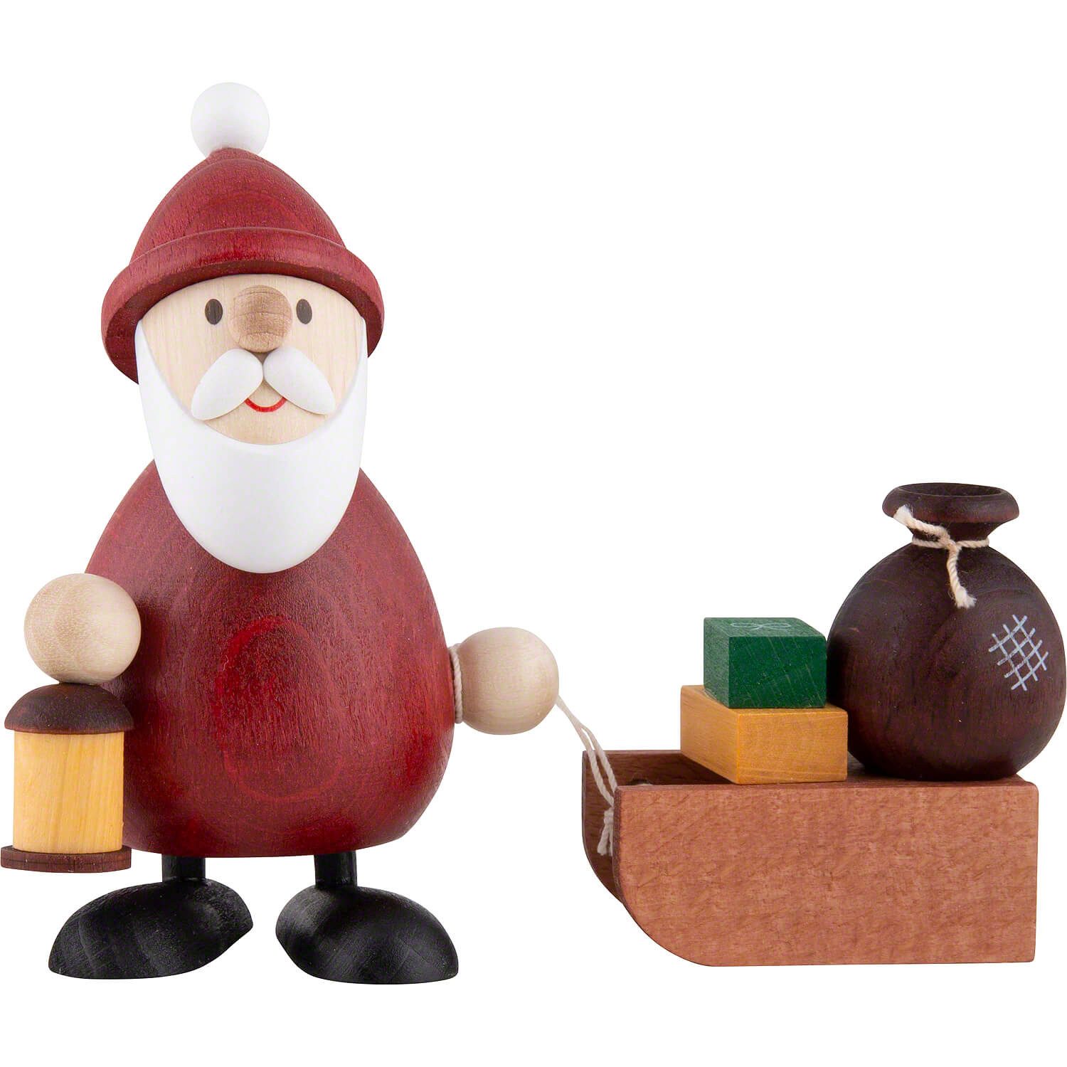 Ullrich Kunsthandwerk Dekofigur Weihnachtsmann mit Laterne und Schlitten (9,5cm) von Ullrich Kunsthand