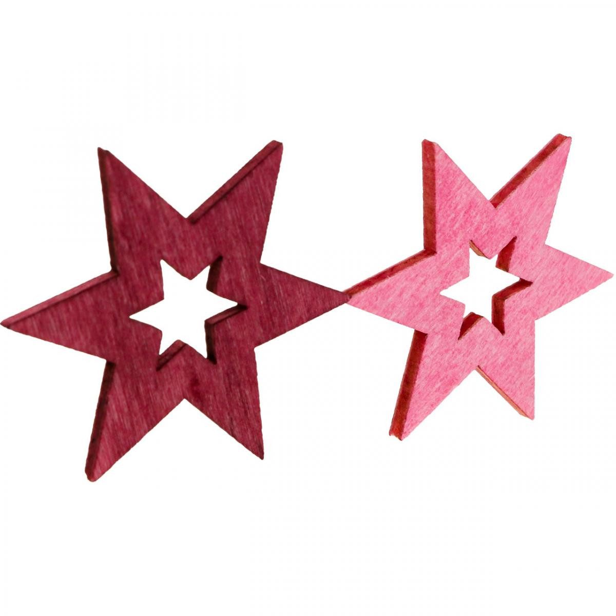Florists Products Weihnachtsmann Holzsterne Streudeko Weihnachten 72 Stk Lila Rosa 4cm, 72 Stück