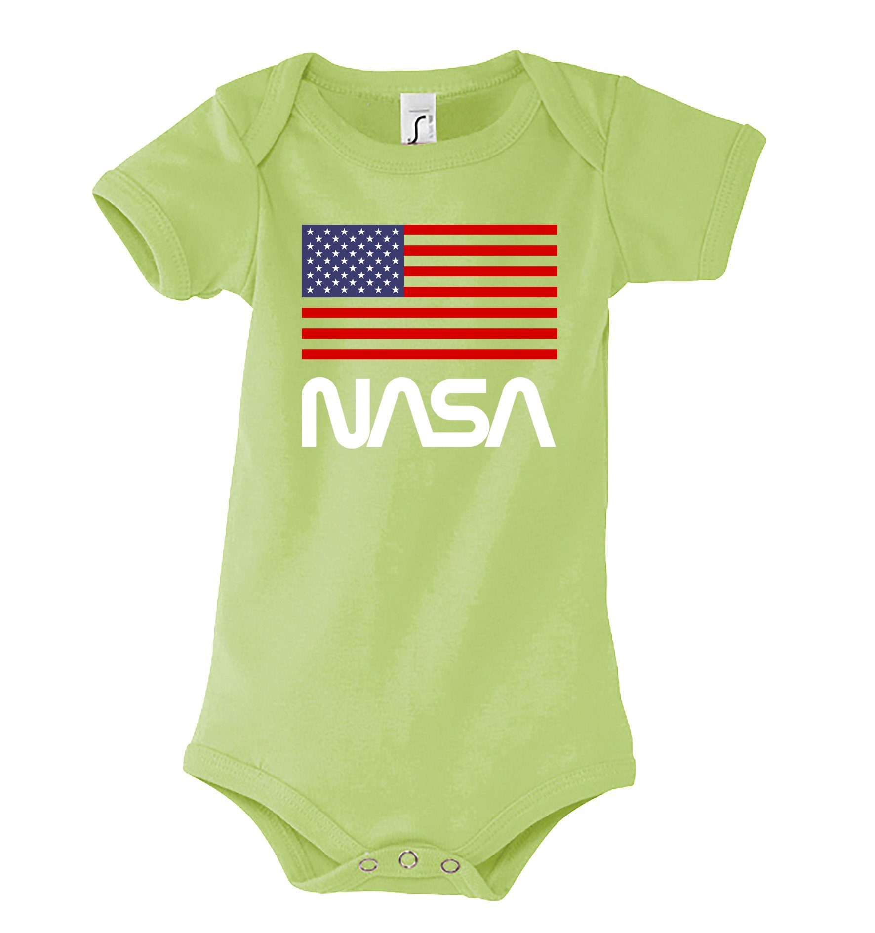 Youth Designz Kurzarmbody Baby Body Strampler NASA USA mit niedlichem Frontprint Apfelgrün