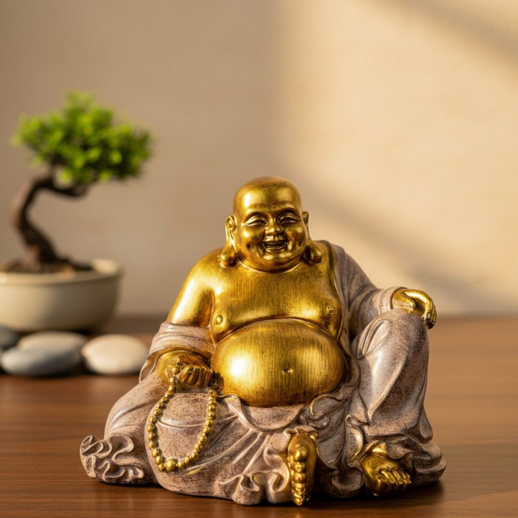 MF Dekoobjekt Buddhafigur Serene Lächeln Lachender Buddha Figur – Bild 2 von 3