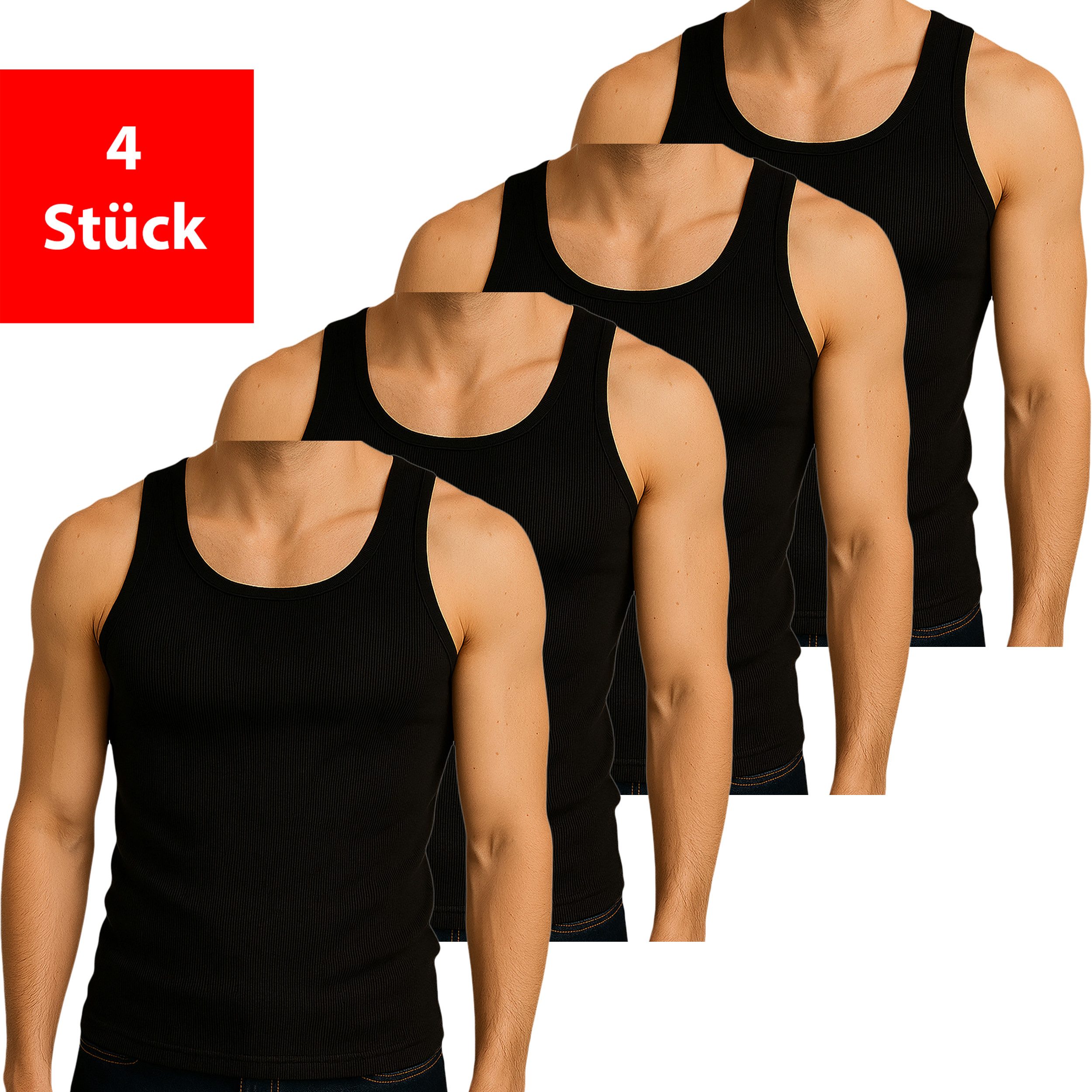 The Bakis Underwear Unterhemd Herren 4er Pack Achselhemd Tanktop Feinripp 100% Baumwolle Achselshirt (Spar-Set, 4er-Pack) Made in Türkei, 4 Feinripp Unterhemden