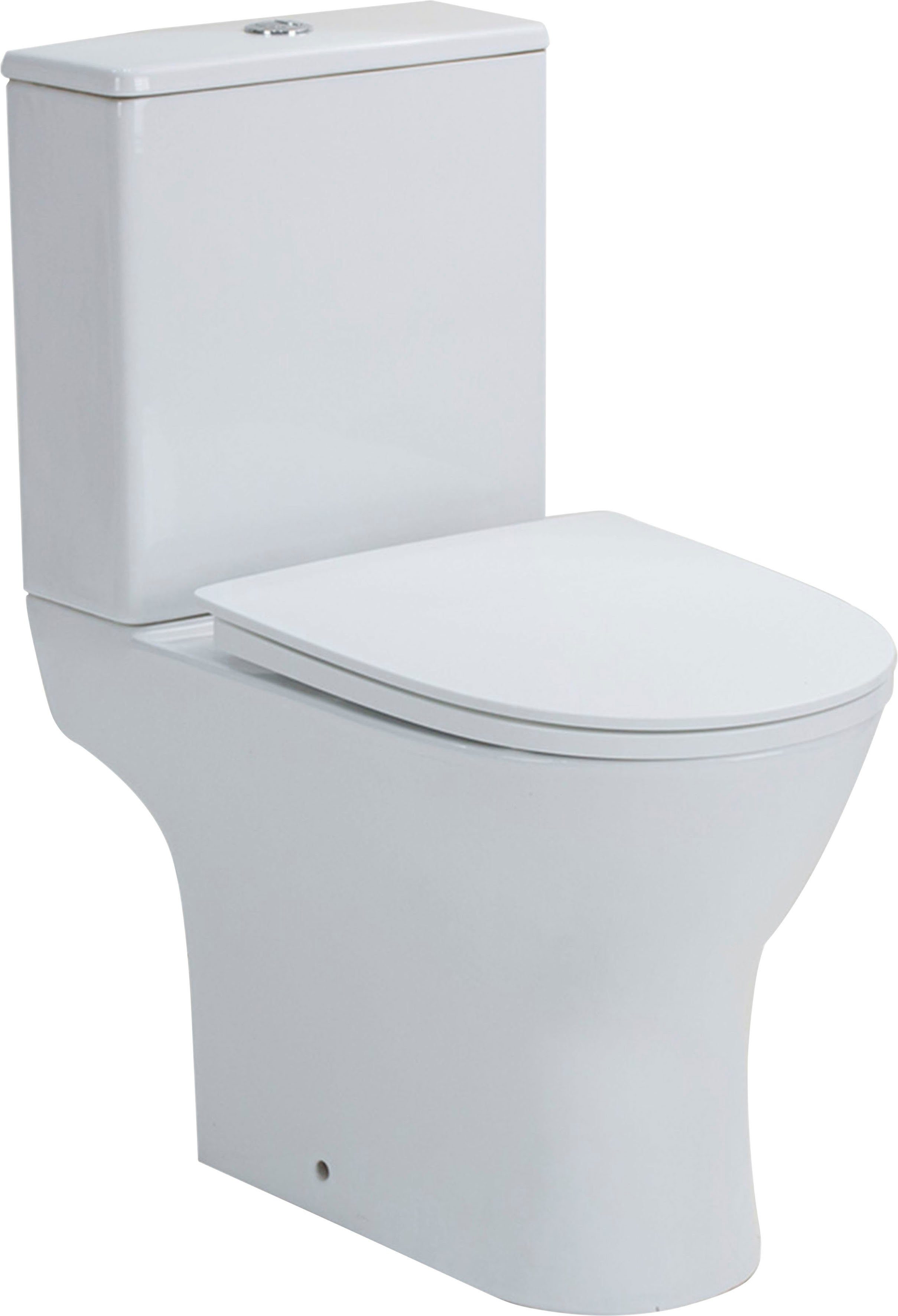 Vereg Tiefspül-WC Paros, bodenstehend, Abgang waagerecht, Set, Stand-WC  inkl. WC-Sitz slim und Spülkasten
