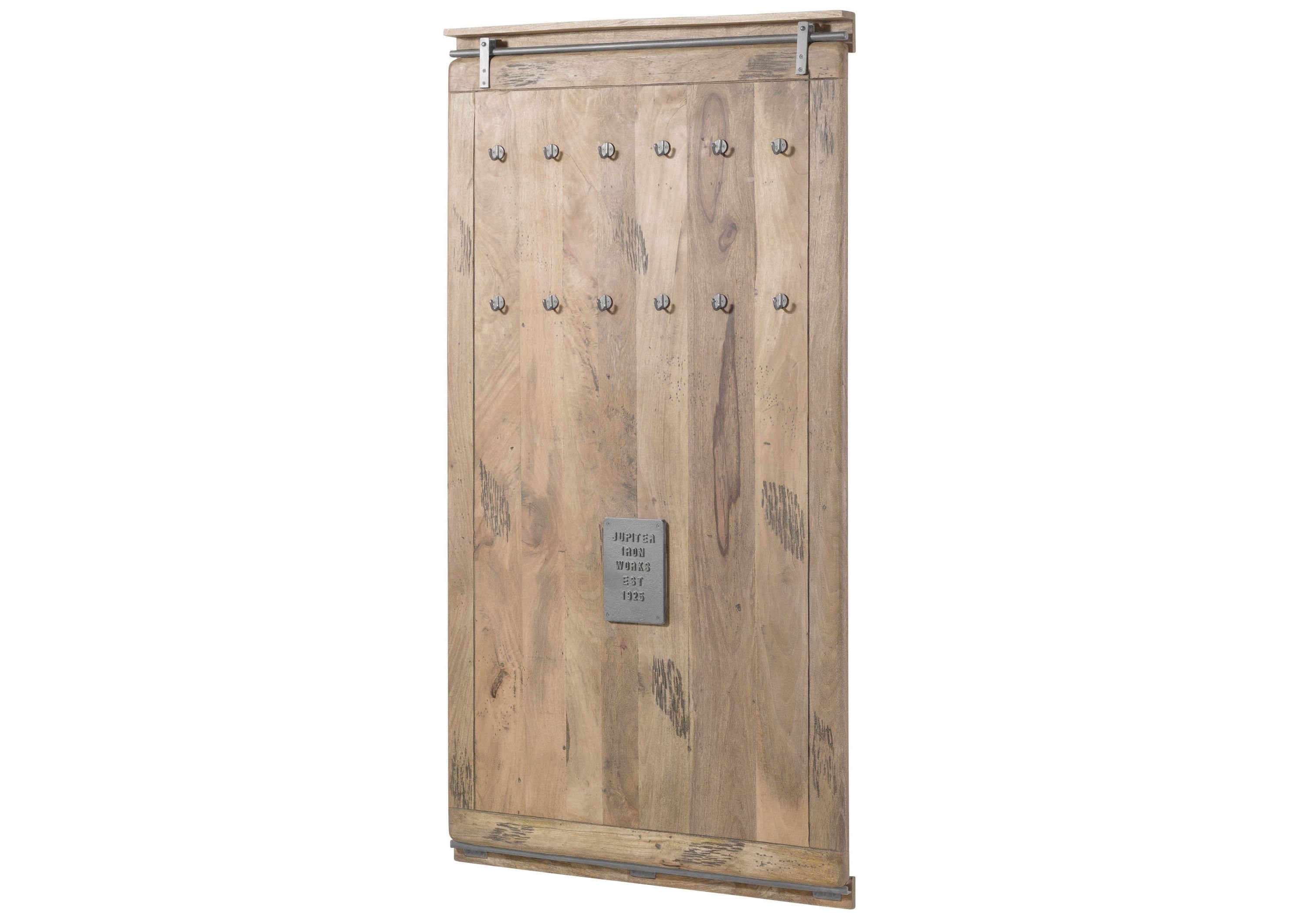 Massivmoebel24 Wandgarderobe RAILWAY (Wandgarderobe Mango 100x8x190 whitewash lackiert RAILWAY #3008), Wandgarderobe Mango 100x8x190 whitewash lackiert RAILWAY #3008