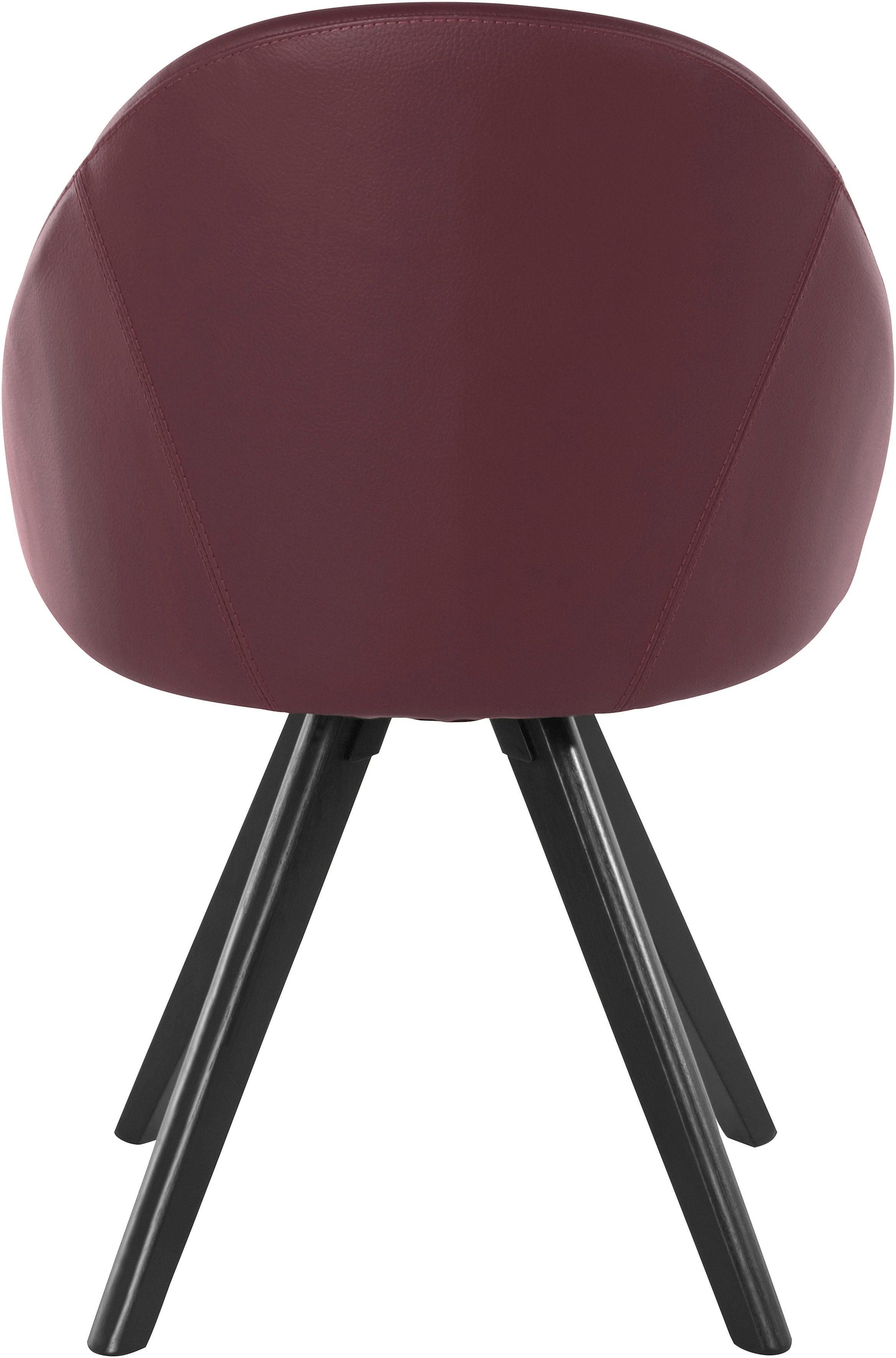 OTTO home 4-Fußstuhl Lotos (Set, 2 St), Bezug aus Echtleder und Gestell aus Eiche Massivholz