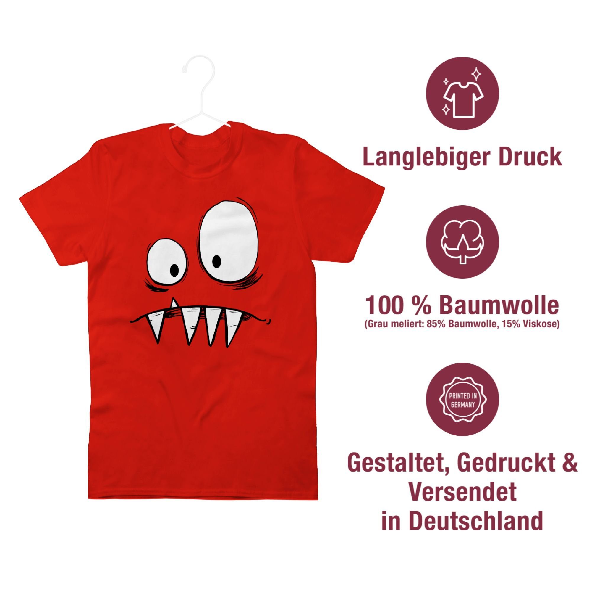 Fasching 03 Monster Augen gruselige Rot T-Shirt Shirtracer Karneval Zähne & Freches große