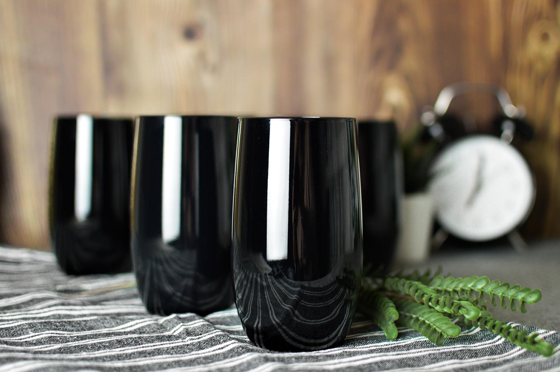 Sendez Gläser-Set 6 Schwarze Trinkgläser 420ml Saftgläser Cocktailgläser Longdrinkgläser, 6-tlg., Glas – Bild 3 von 4