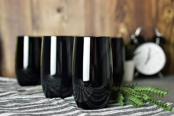 Sendez Gläser-Set 6 Schwarze Trinkgläser 420ml Saftgläser Cocktailgläser Longdrinkgläser, Glas