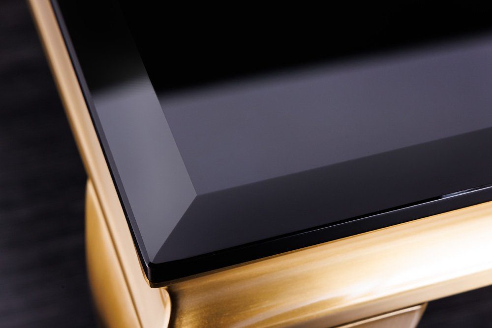 riess-ambiente Couchtisch MODERN BAROCK · / Edelstahl · Wohnzimmer · gold eckig Glasplatte 100cm schwarz 1-St), (Einzelartikel
