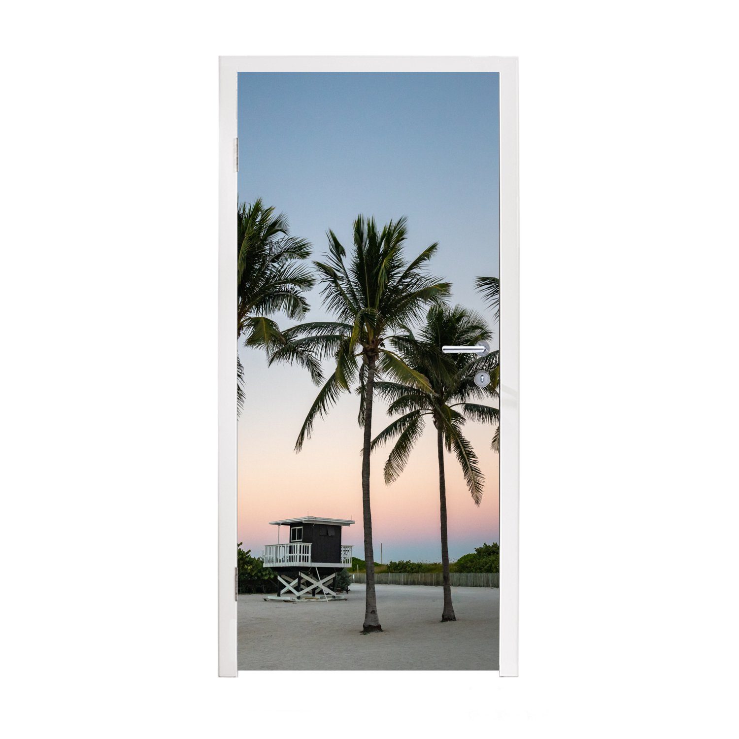 MuchoWow Türtapete Die Palmenreihe am Strand, Matt, bedruckt, (1 St), Fototapete für Tür, Türaufkleber, 75x205 cm