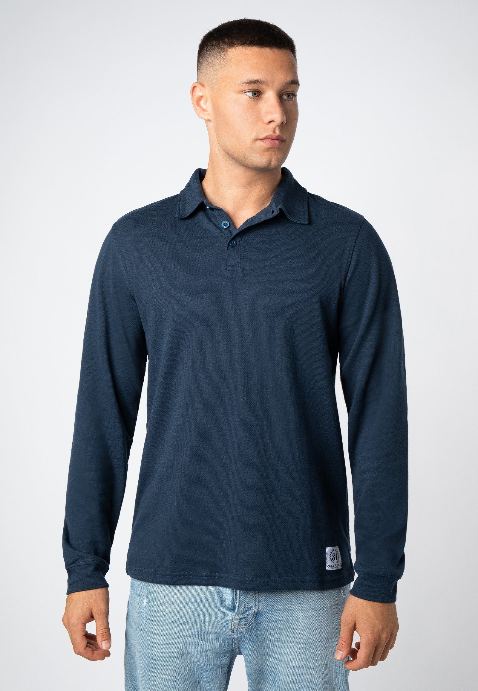 dark-blue Langarm Longsleeve SUBLEVEL Poloshirt