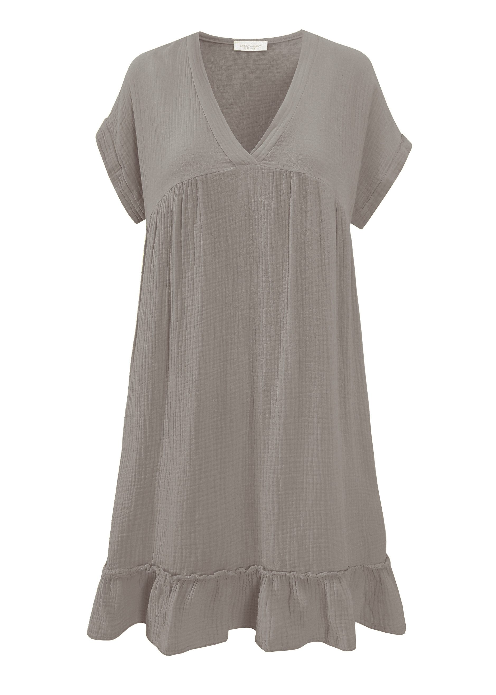 SASSYCLASSY Minikleid Musselin Kleid Damen Sommer Elegant V-Ausschnitt Leic günstig online kaufen