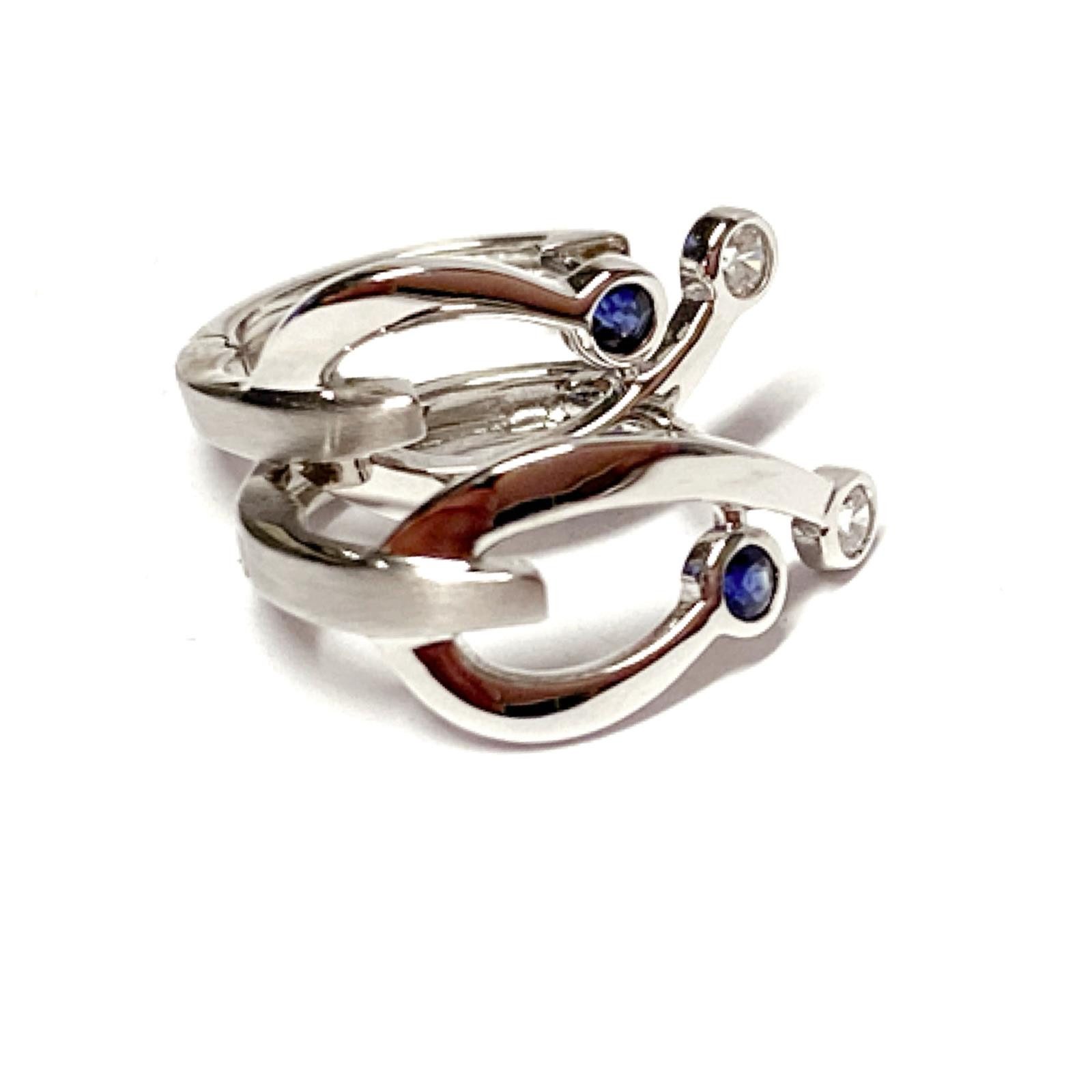 Edelschmiede925 Paar Creolen elegante Creolen in 333/- Weißgold + Zirkonia und Safir