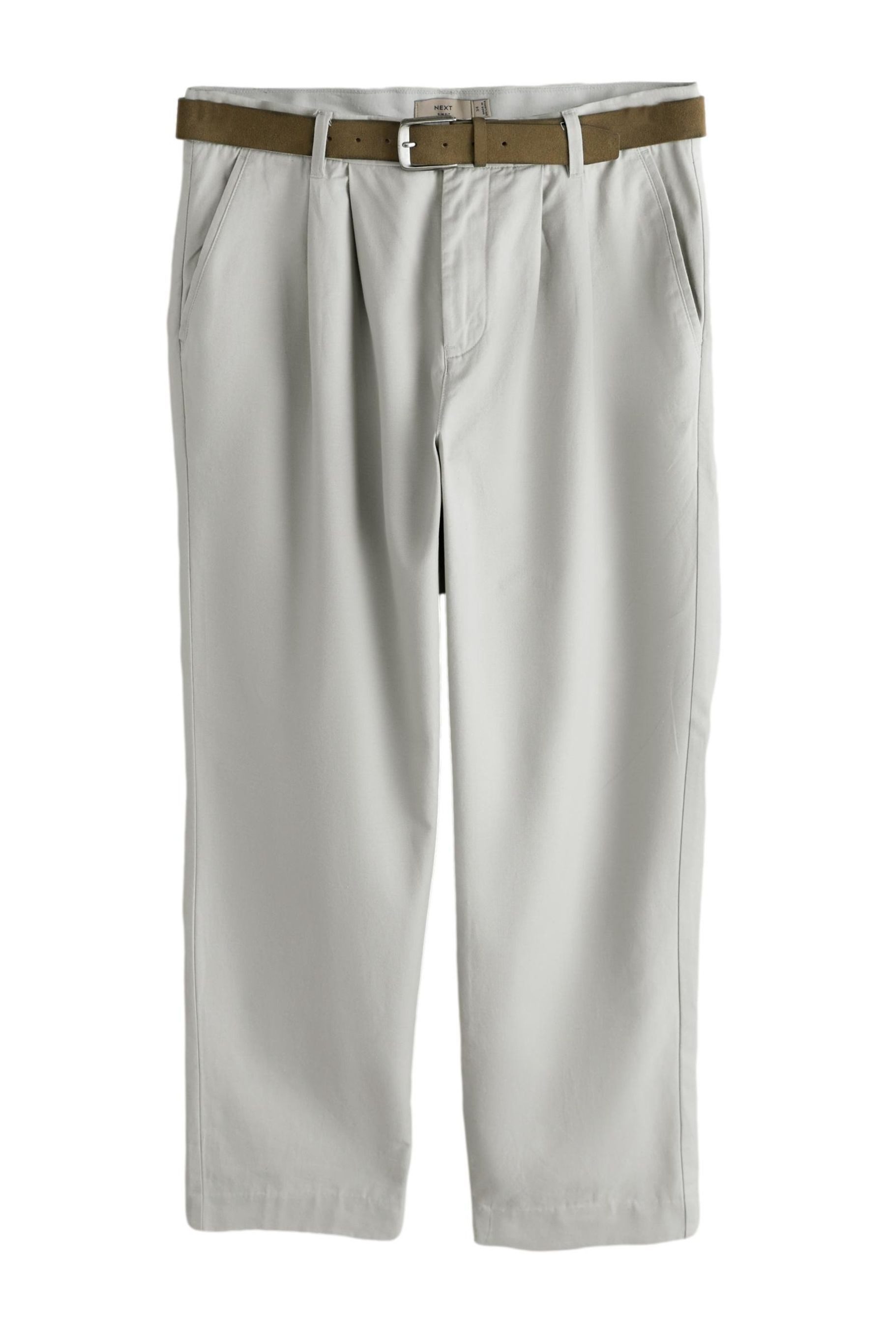 Stoffhose Relaxed Fit Hose mit konischem Bein + Ledergürtel