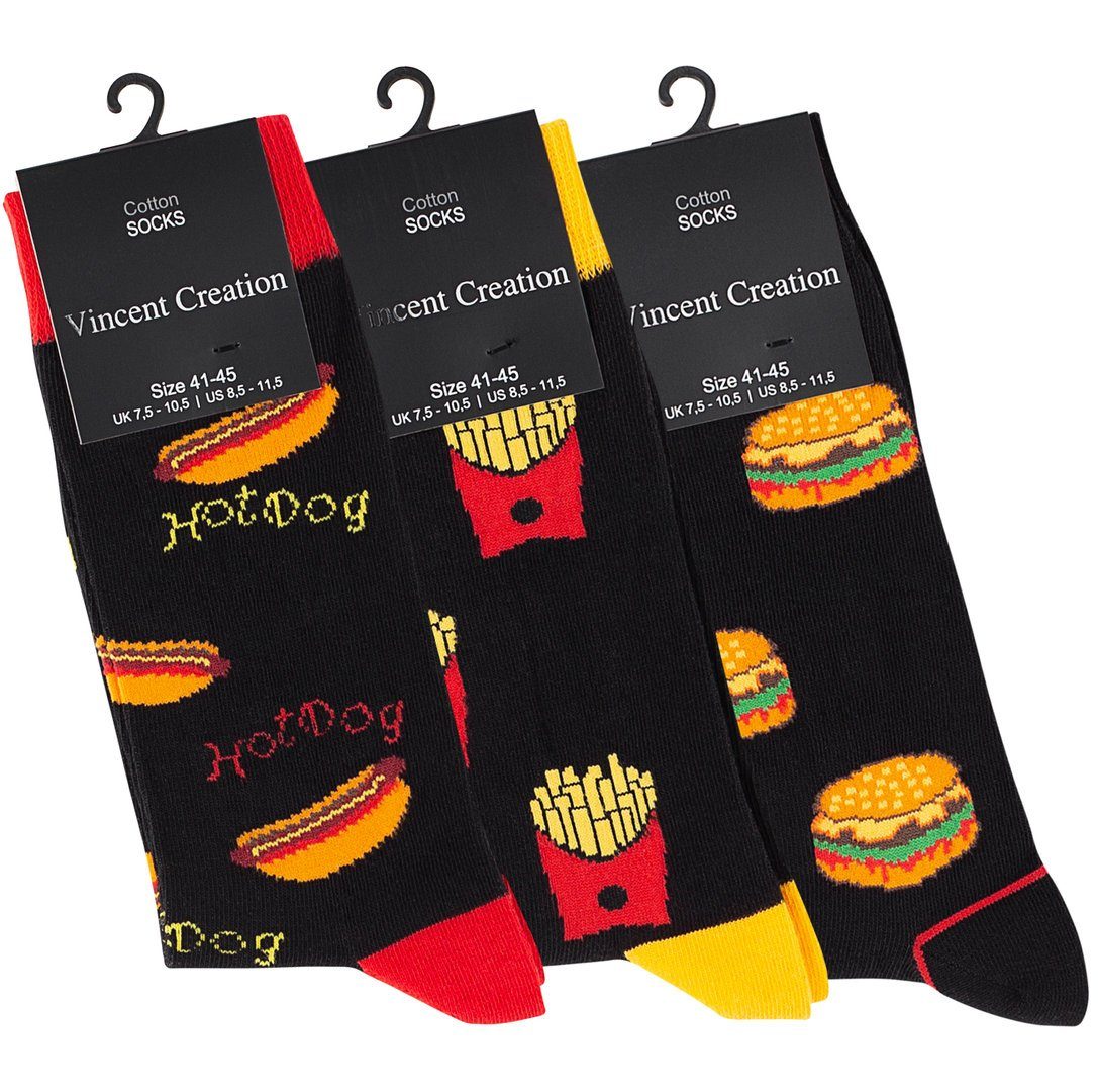 Vincent Creation® Socken (3-Paar) im Fast Food - Design