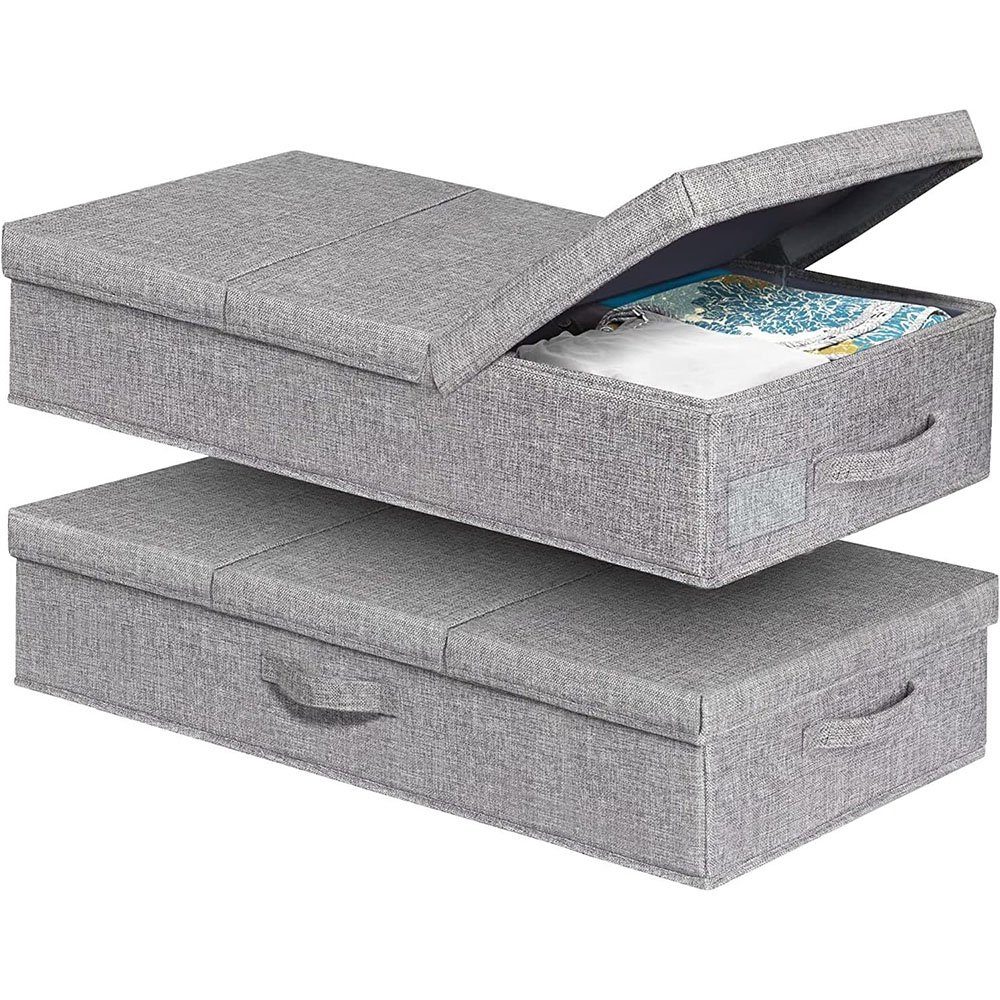 NUODWELL Aufbewahrungsbox 2 x Aufbewahrungsbox mit Deckel für Bettdecke unter dem Bett