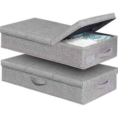 NUODWELL Aufbewahrungsbox 2 x Aufbewahrungsbox mit Deckel für Bettdecke unter dem Bett