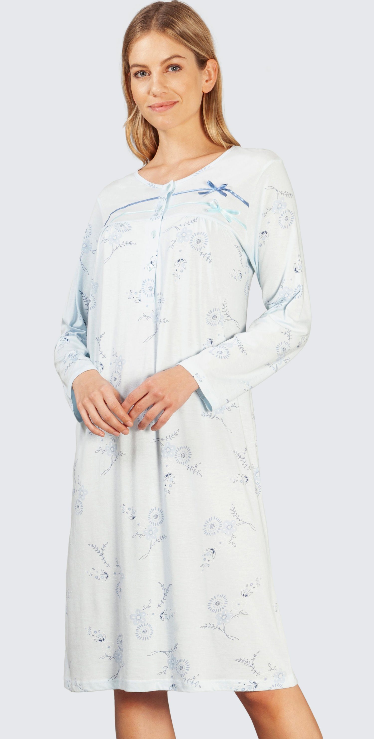 Nachthemd Damen Schlafshirt mit langem Arm