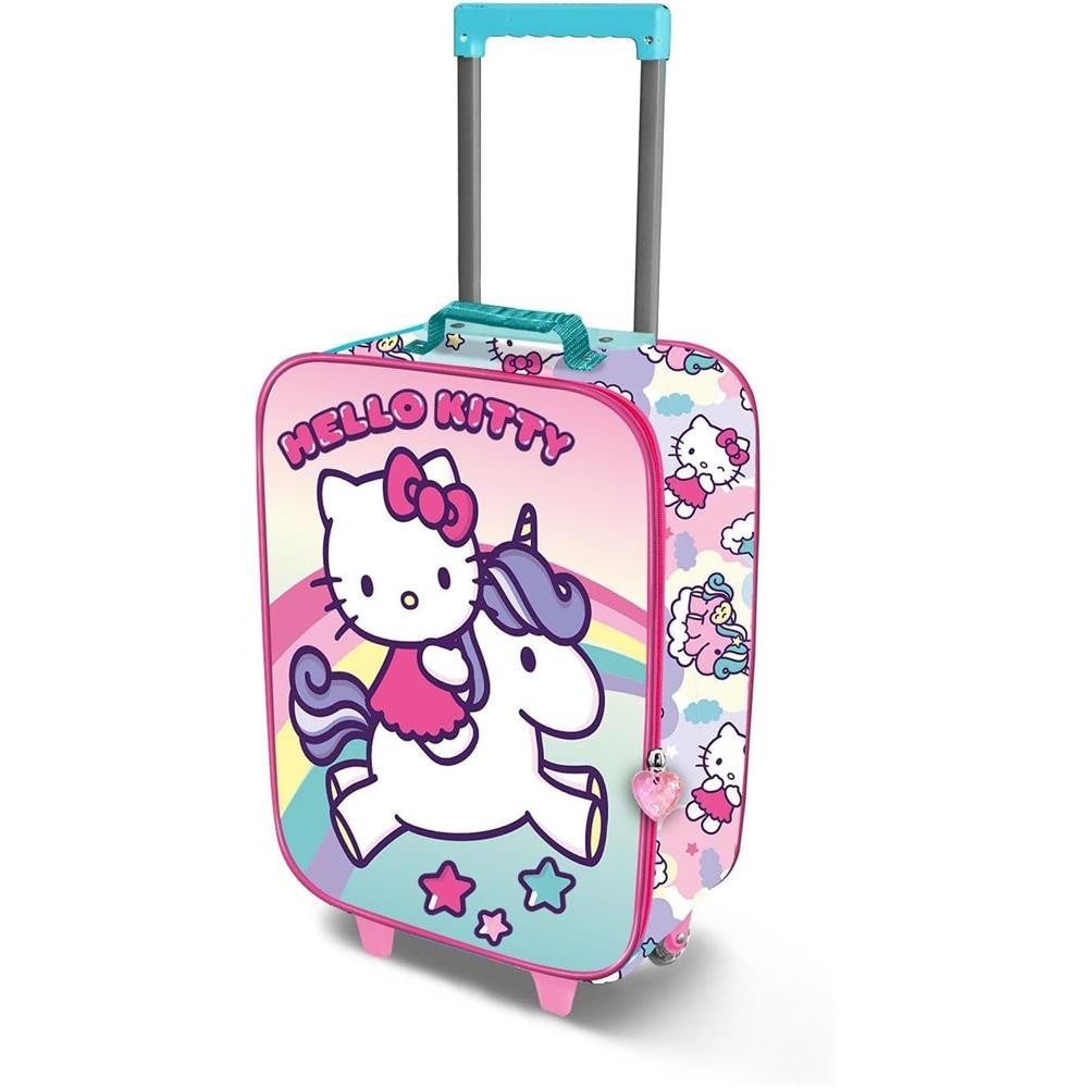 Karactermania Kinderkoffer 3D Hello Kitty Unicorn Soft Trolley Reisekoffer Koffer, Kinder-Trolley-Koffer im Soft 3D Design