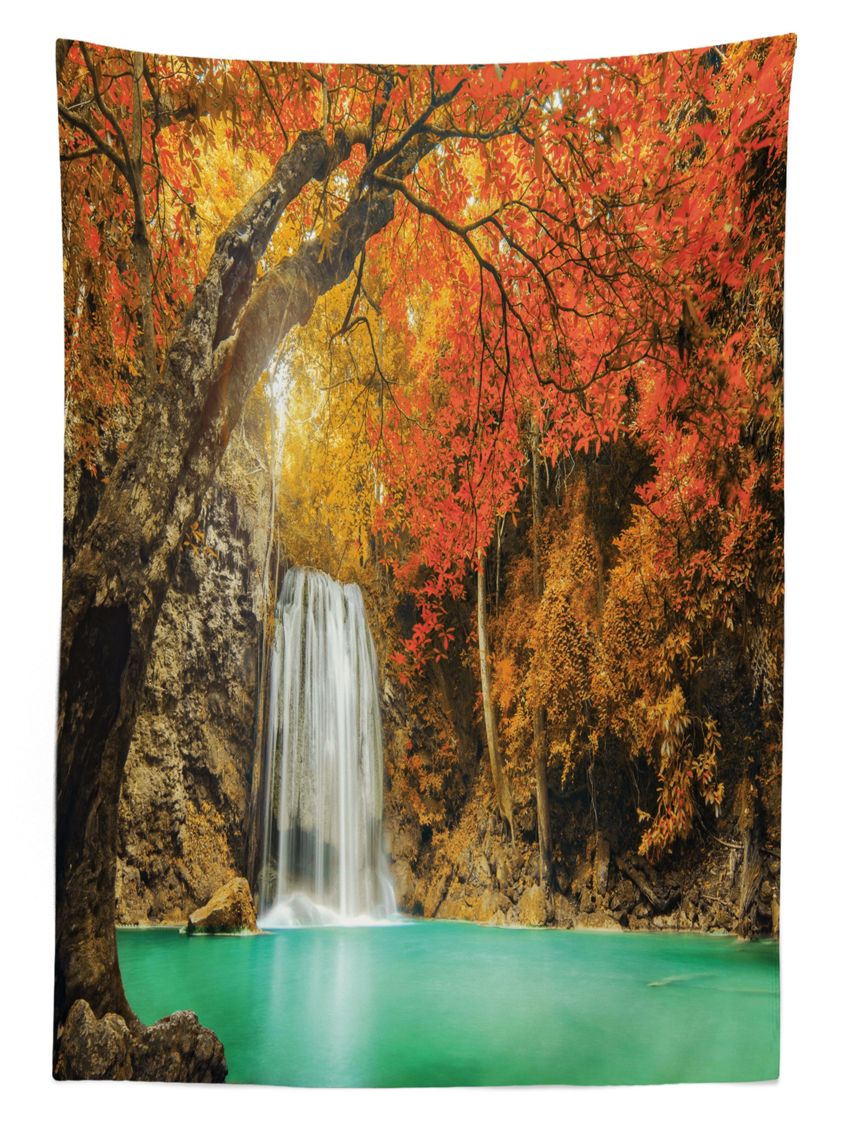 Abakuhaus Tischdecke Farbfest Waschbar Wasserfall Außen Bereich geeignet Klare Wald den Für Farben, Natur Herbst