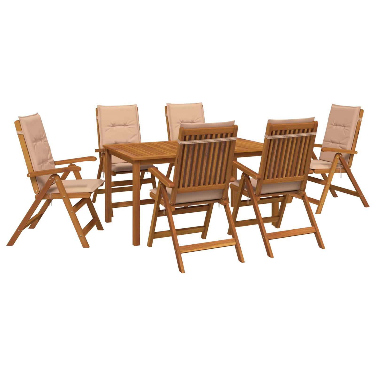 vidaXL Gartenlounge-Set 7-teiliges Garten Essset Natur Massivholz