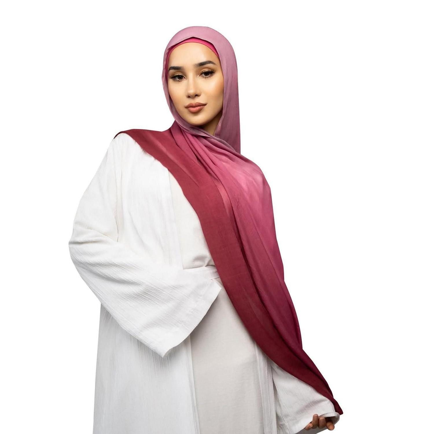 LuxusKollektion Kopftuch Hijab-Schal Modal Ombré Dunkelrosa-Hellrosa, (1-St)