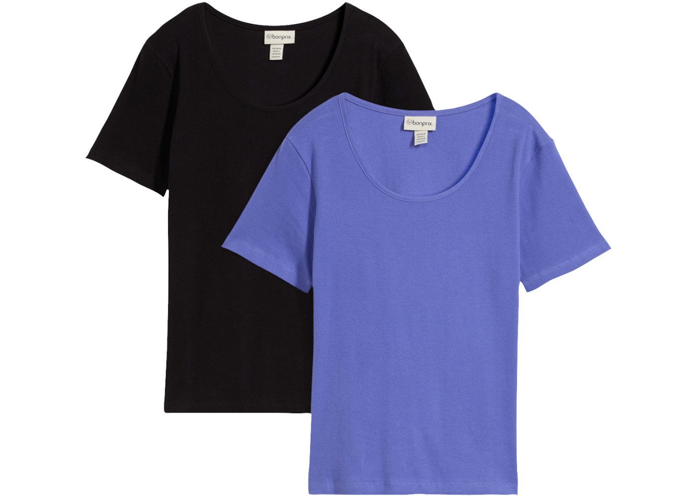 bonprix T-Shirt (Packung, 2er) aus Baumwolle und Elasthan, schmale Passform, Kurzarm-Design