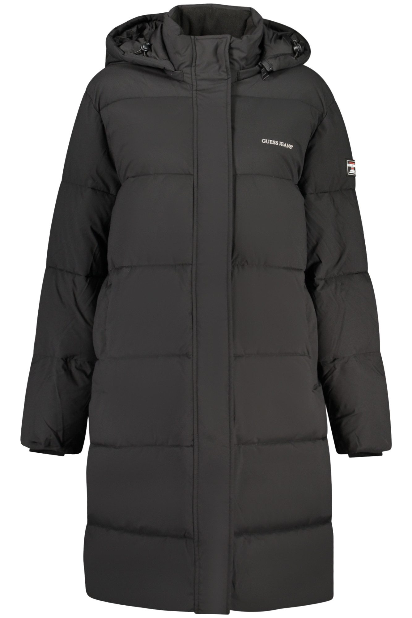 GUESS JEANS Outdoorjacke Damenjacke Schwarz: Lange, Wattierte Jacke mit Abn günstig online kaufen