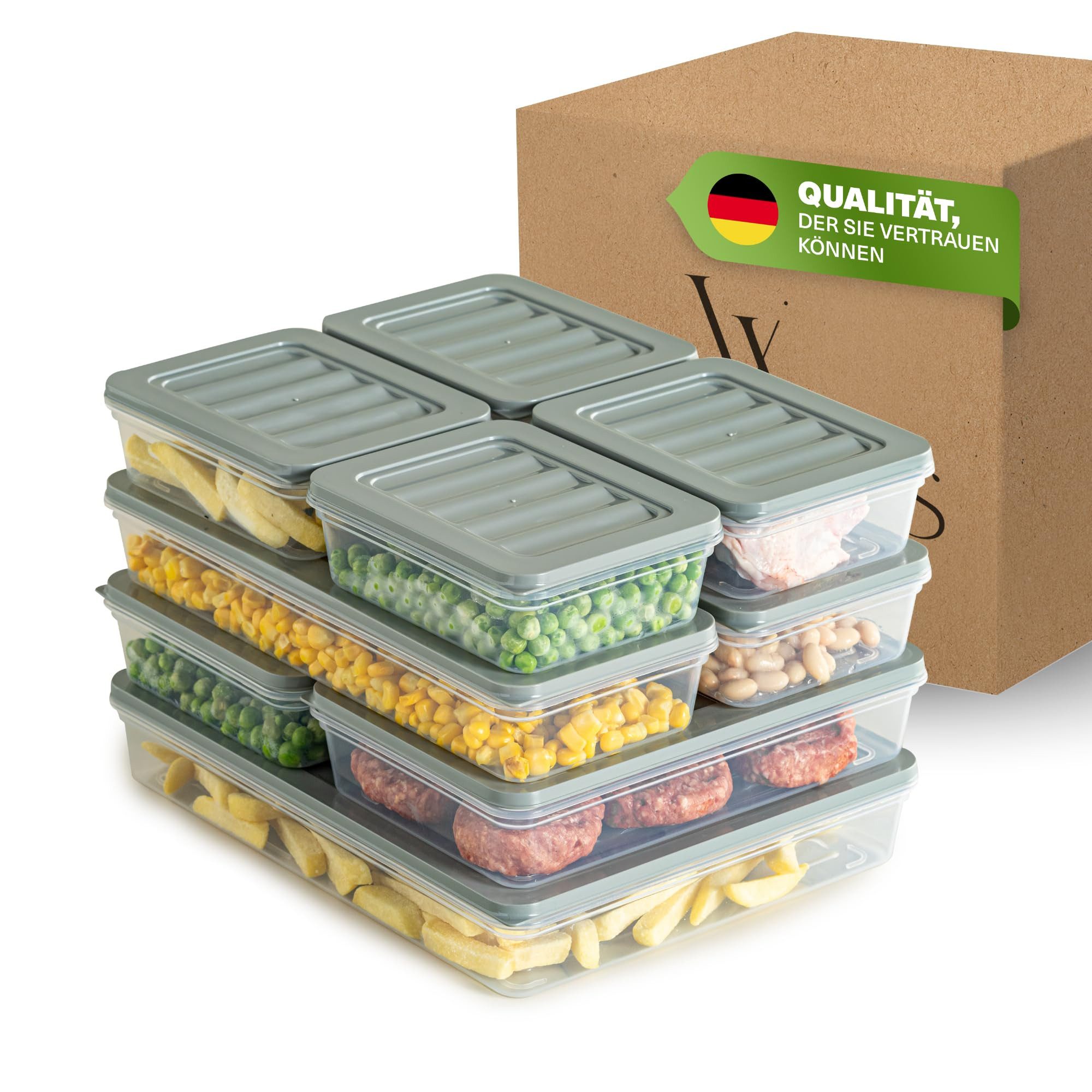 Viwares Vorratsdose Frostfest bis -25°C, Wiederverwendbare, (Set, 9-tlg., 9er), Gefrierschrank & Kühlschrank Organizer