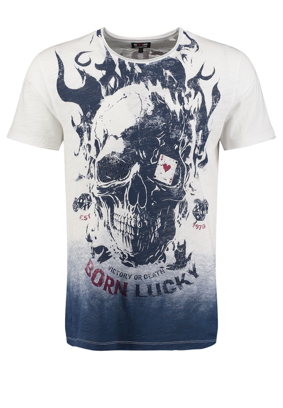 Key Largo T-Shirt Poker Skull Totenkopf Print Motiv vintage Look MT00670 Ru günstig online kaufen