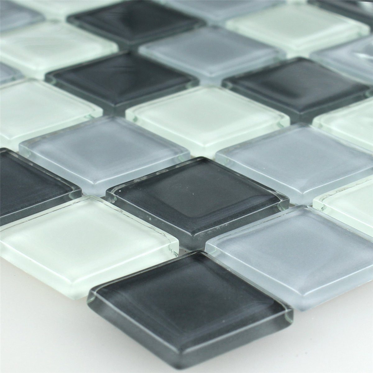 Mosafil Mosaikfliesen Glasmosaik Fliesen Ribeira Grau Weiß, Glas 32.700x30.200, hellgrau, Wasserfest