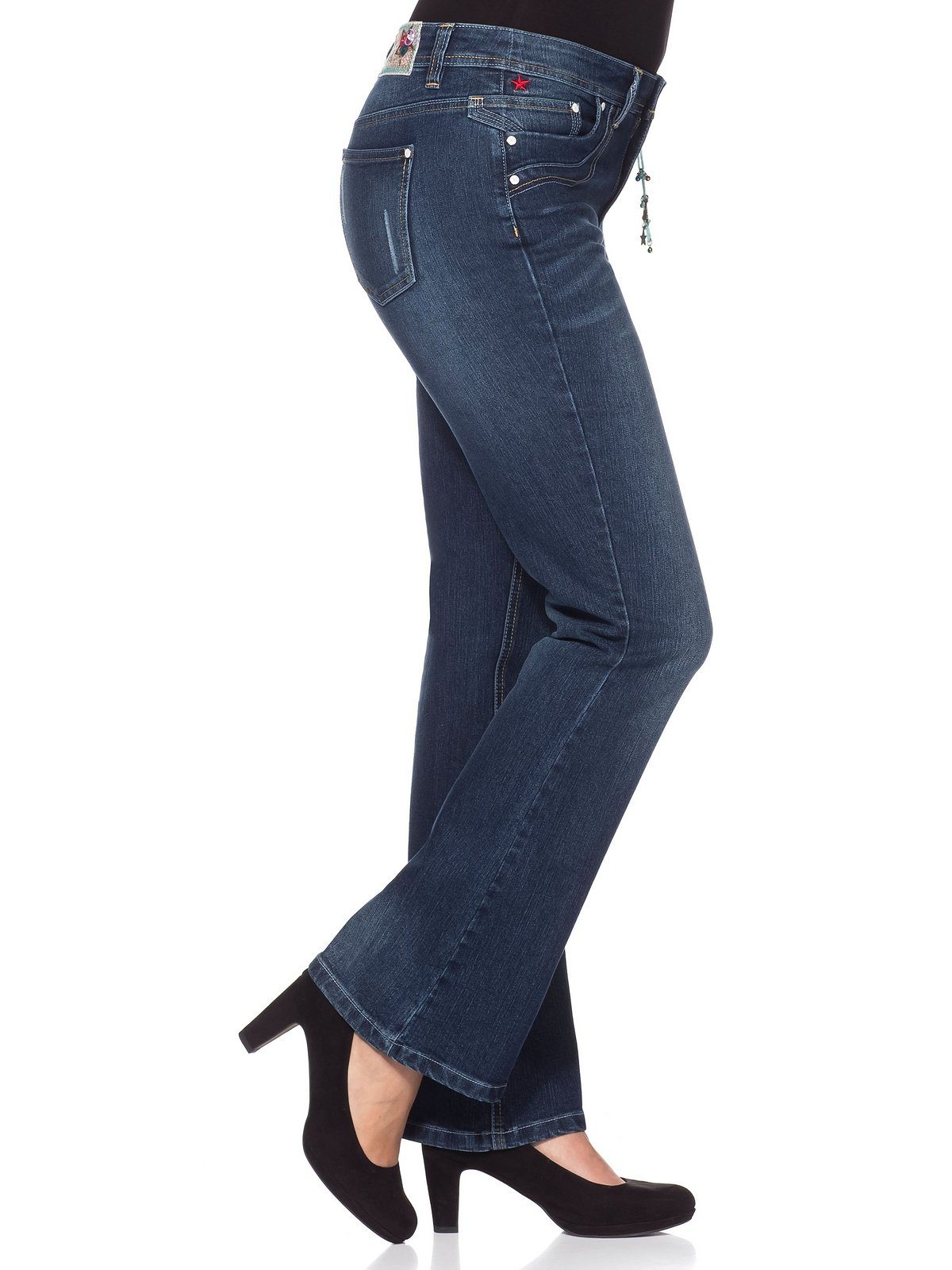 sheego by Joe Browns Bootcut-Jeans mit am Pailletten Bund Denim dark Größen blue Große