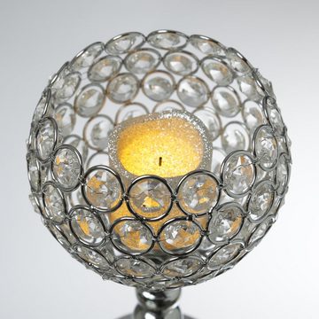 MARELIDA Kerzenhalter Teelichthalter Kelch Windlicht mit 2 Mini LED Kerzen H: 24cm/19cm 2St. (4 St)