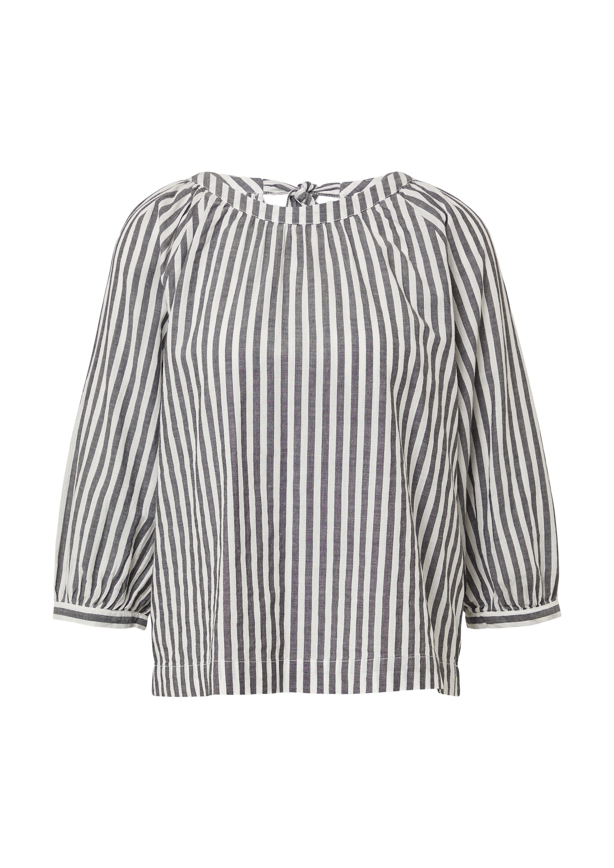 s.Oliver Kurzarmbluse Bluse Streifenbluse mit Raffung und Schleife