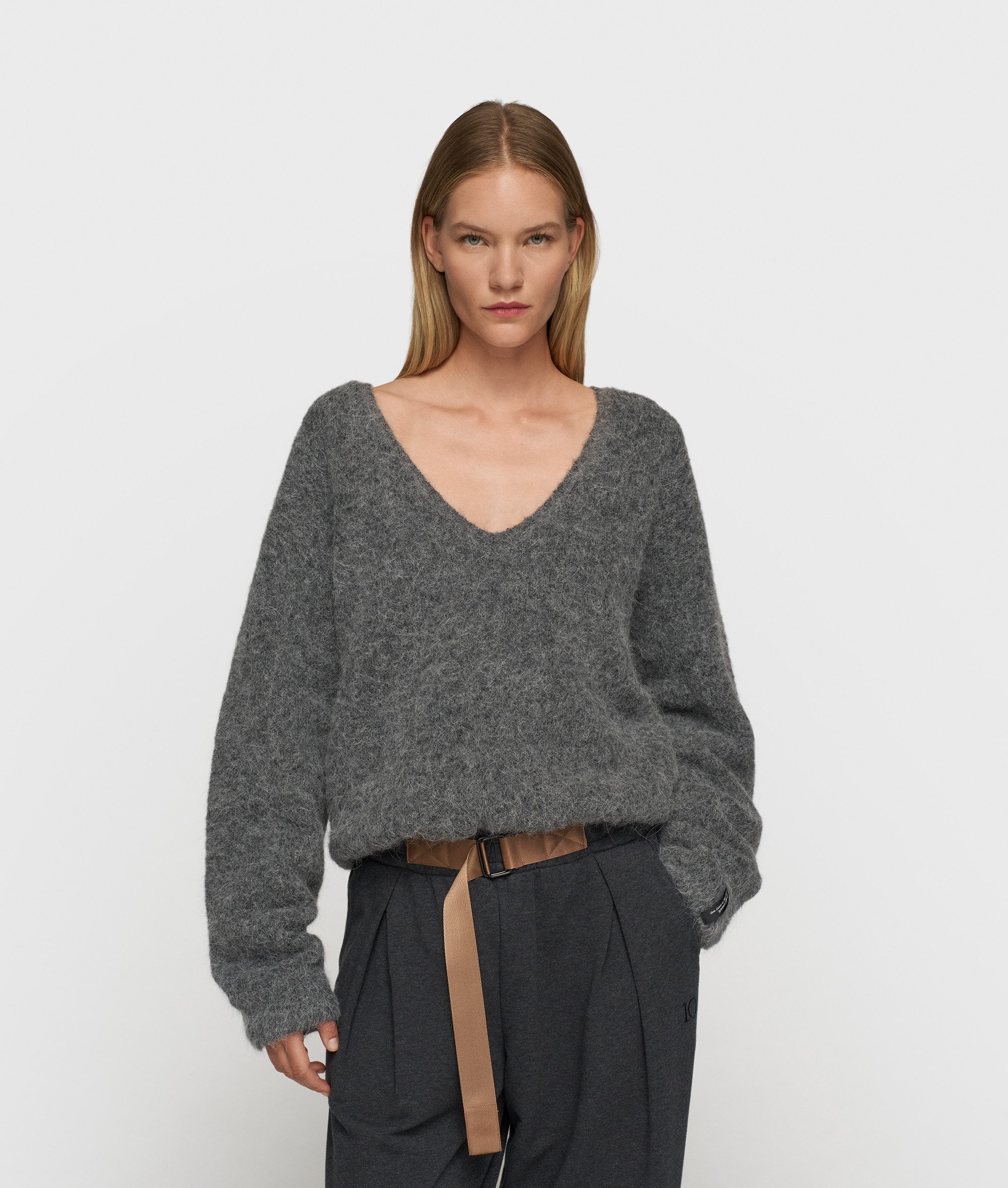 10DAYS Rundhalspullover pleat hairy knit sweater günstig online kaufen