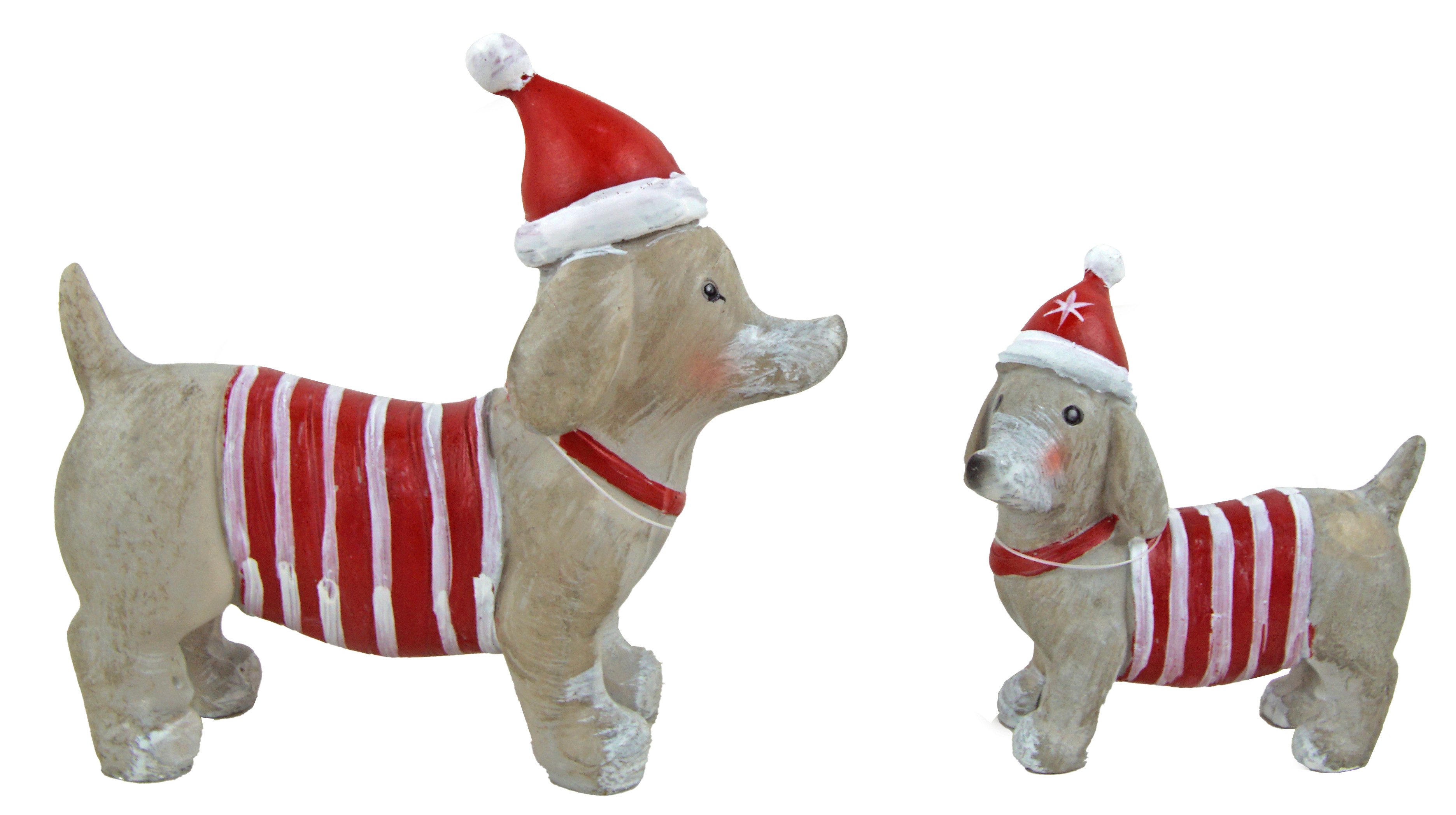 Posiwio Dekofigur 2er-Set in Grau - Декоративные  фигурки Hunde im Weihnachts-Outfit (2 St., 2 tlg)
