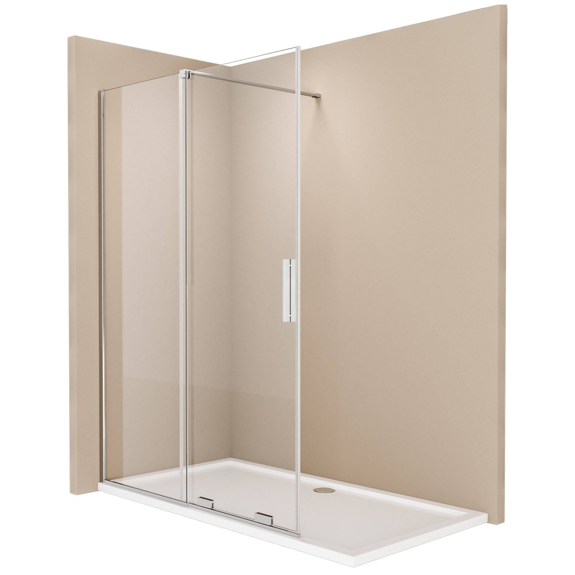 EMKE Walk-in-Dusche Duschabtrennung Walk in Dusche 8mm ESG-Sicherheitsglas Glastrennwand, mit Nano Beschichtung Duschtrennwand Höhe 195 cm Duschkabine Chrom