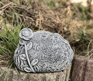 Stone and Style Gartenfigur Grabschmuck Grabstein "Geliebt und unvergessen" frostfest Steinfigur