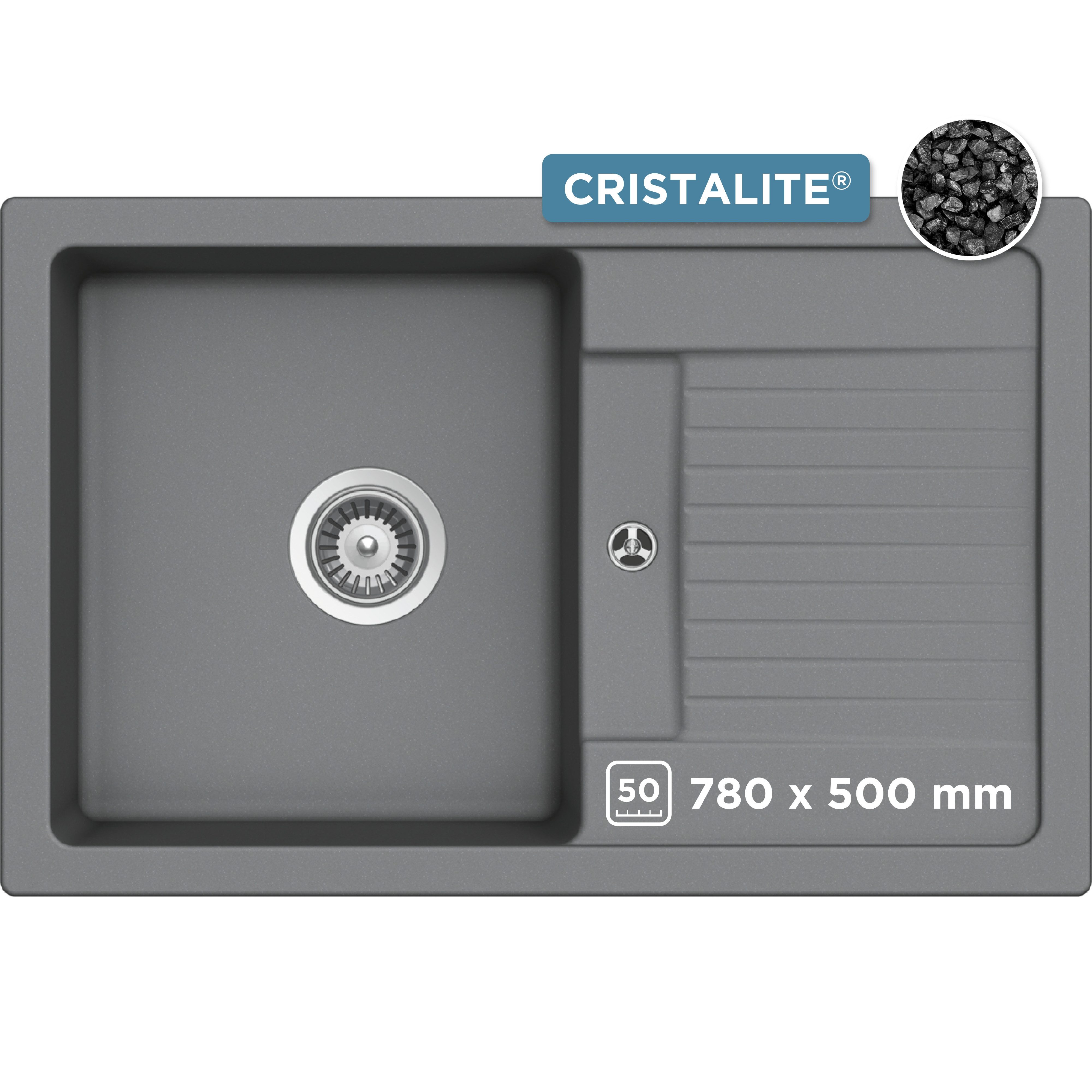Schock Granitspüle Lima D-100S, eckig, 78/50 cm, 78/50 cm, Auflagespüle