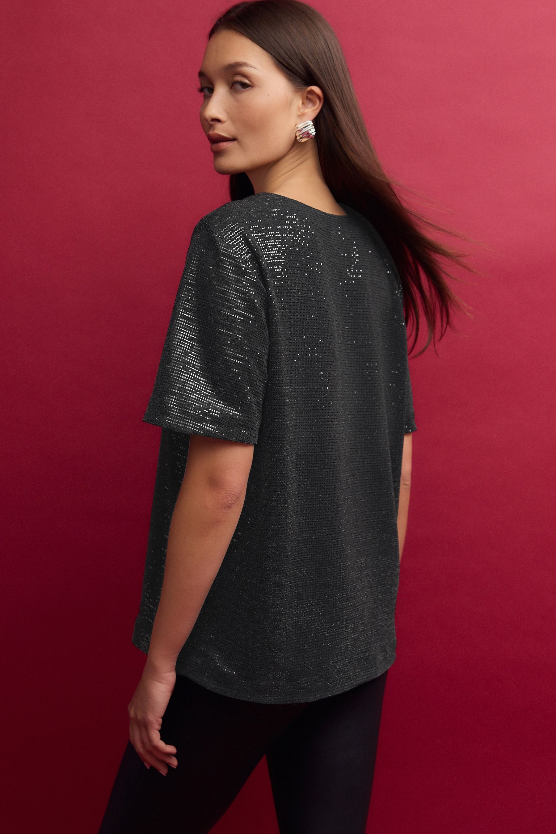 Next Paillettenshirt T-Shirt mit Pailletten (1-tlg) günstig online kaufen