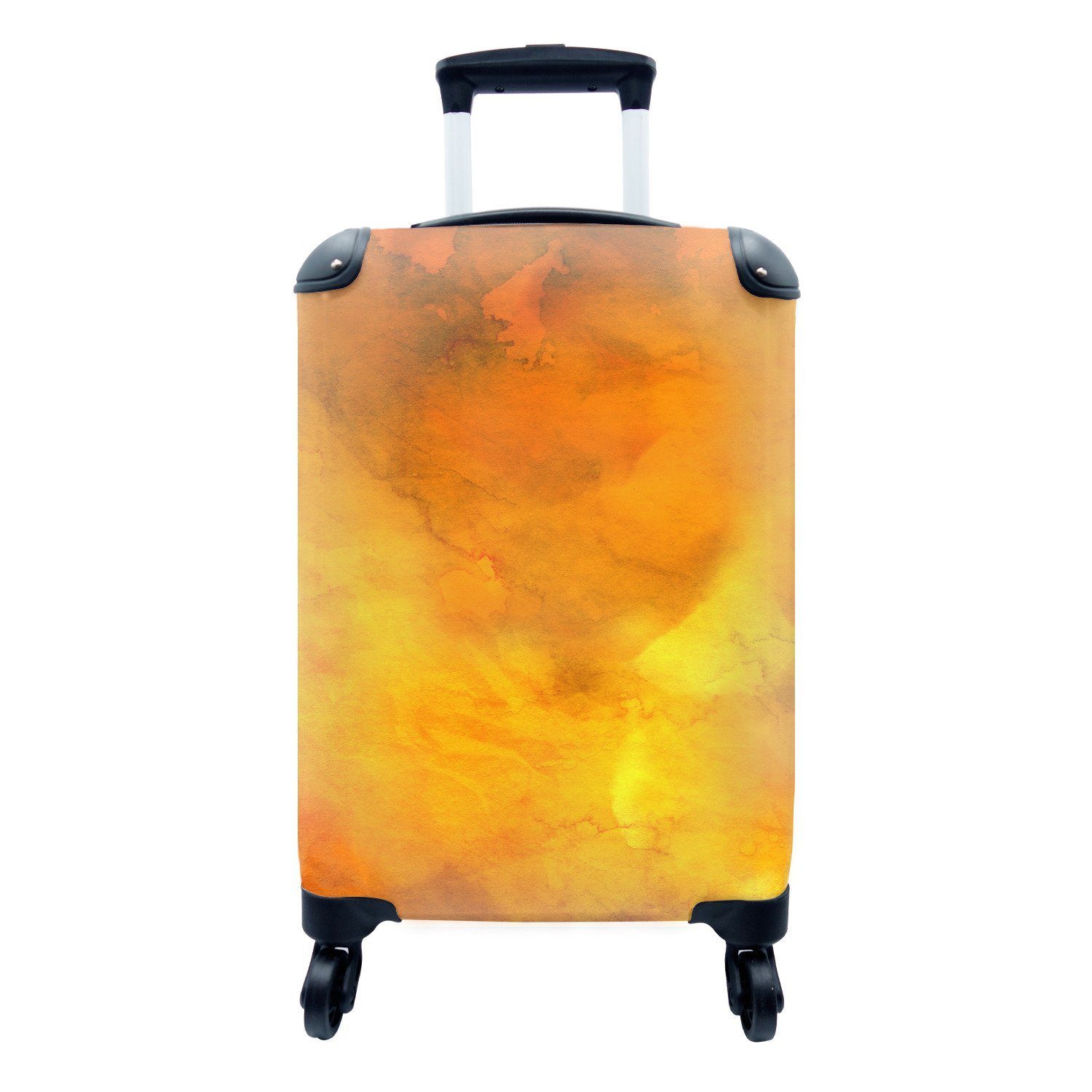 MuchoWow Handgepäckkoffer Aquarell - Abstrakt - Orange, 4 Rollen, Reisetasche mit rollen, Handgepäck für Ferien, Trolley, Reisekoffer