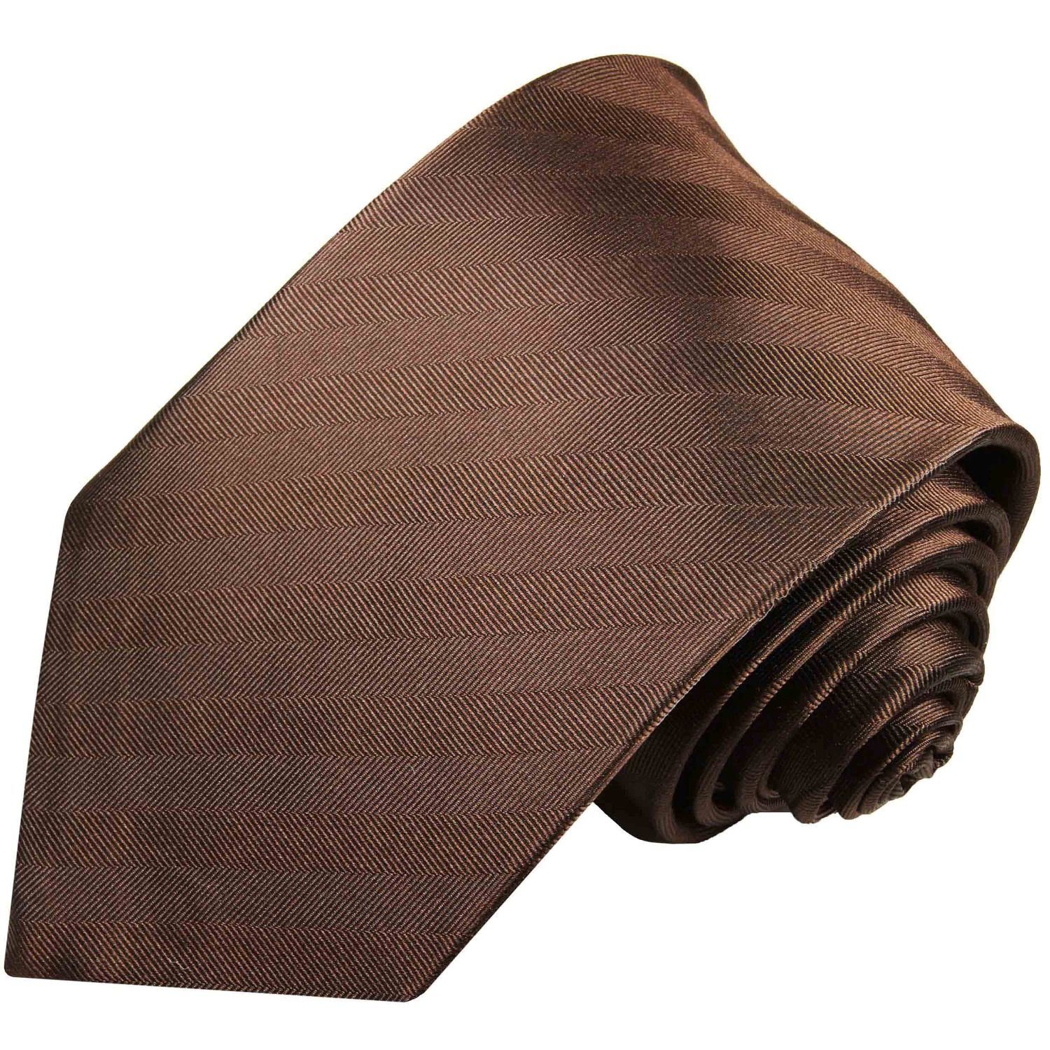 Seidenkrawatte Herren Malone modern Seide uni Paul Schmal einfarbig 100% Krawatte Designer 435 braun Schlips (6cm),