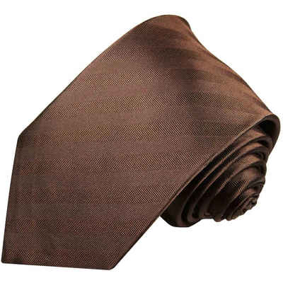 Paul Malone Krawatte Designer Seidenkrawatte Herren Schlips modern uni einfarbig 100% Seide Schmal (6cm), braun 435