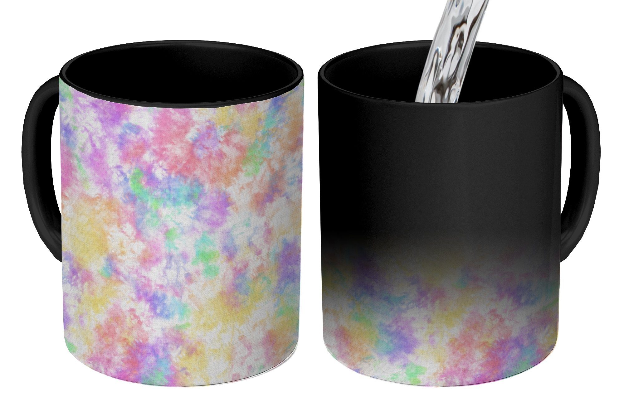 MuchoWow Tasse Krawattenfärbung - Pastell - Regenbogen - Muster, Keramik, Farbwechsel, Kaffeetassen, Teetasse, Zaubertasse, Geschenk