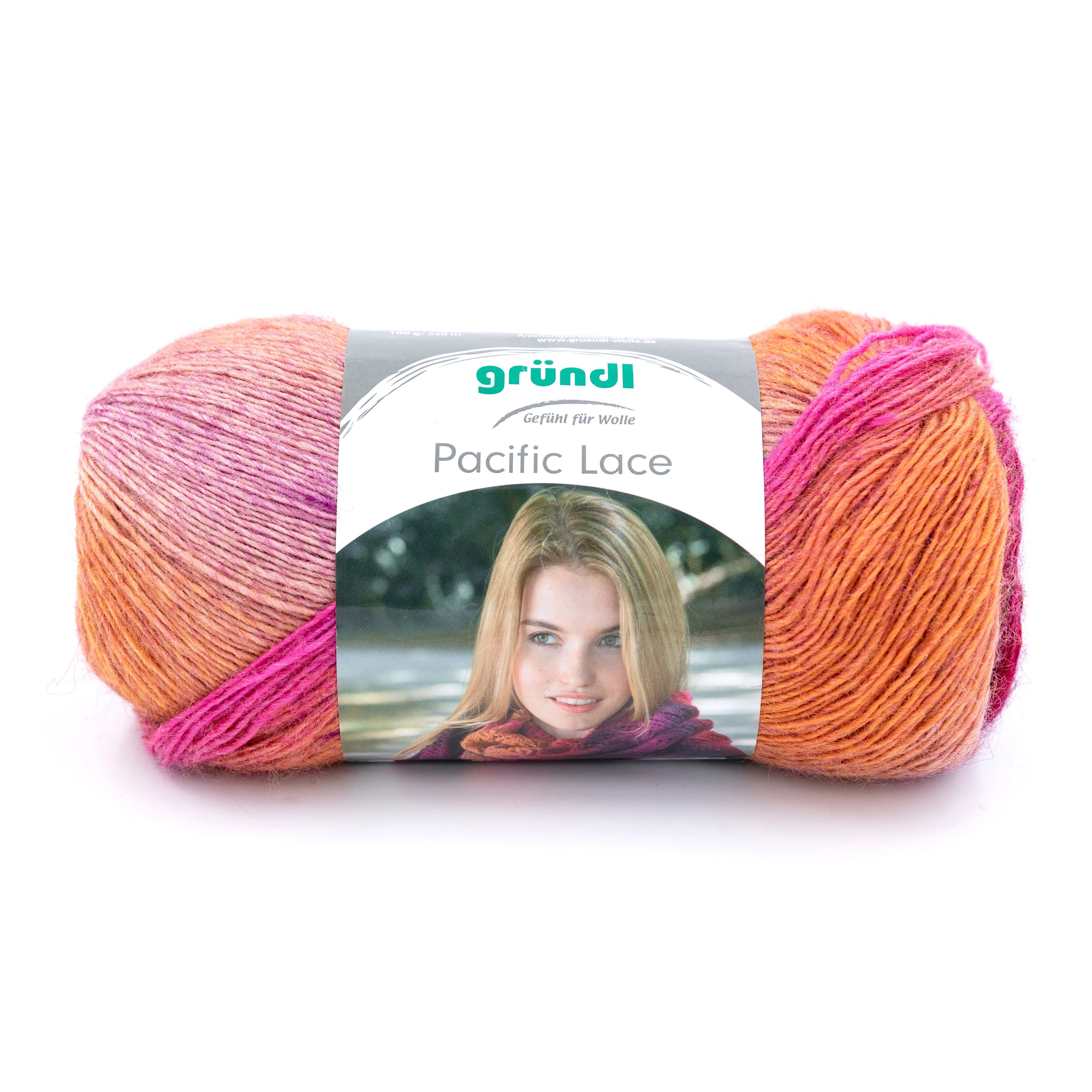 Gründl Wolle Pacific Lace feines Lacegarn zum Stricken oder Häkeln Häkelwolle, 550,00 m (Lacewolle mit langem fließendem Farbverlauf, Strickgarn, Strickwolle, Handstrickgarn)