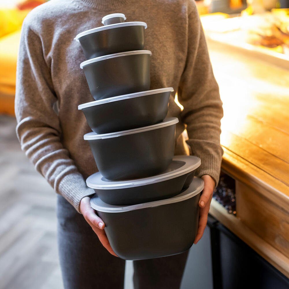 KOZIOL Vorratsdose Connect Box 4, Nature Ash Grey, 4 L, Biozirkulärer Kunststoff