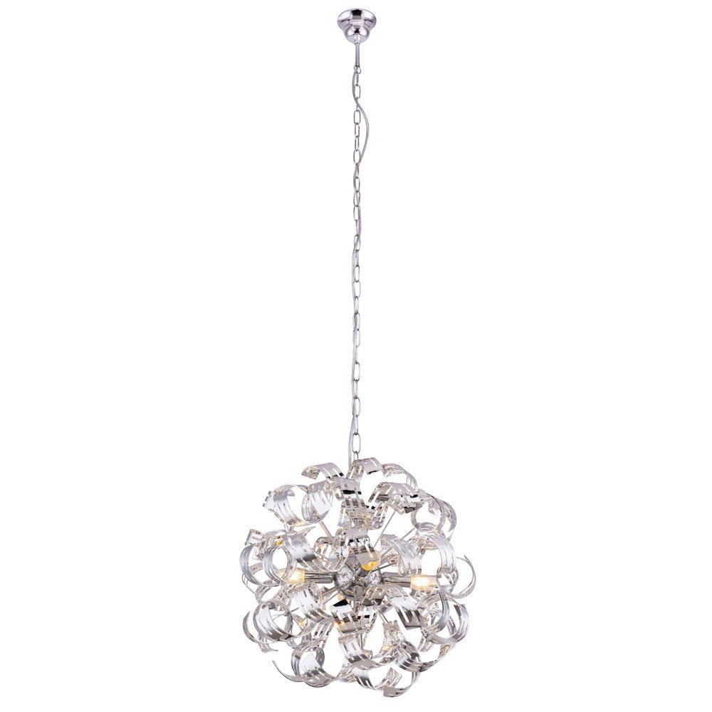 GLOBO LIGHTING LED-Hängeleuchte, Leuchtmittel inklusive, Warmweiß, Design Hänge Lampe Pendel Chrom Kugel Leuchte Decken Beleuchtung im