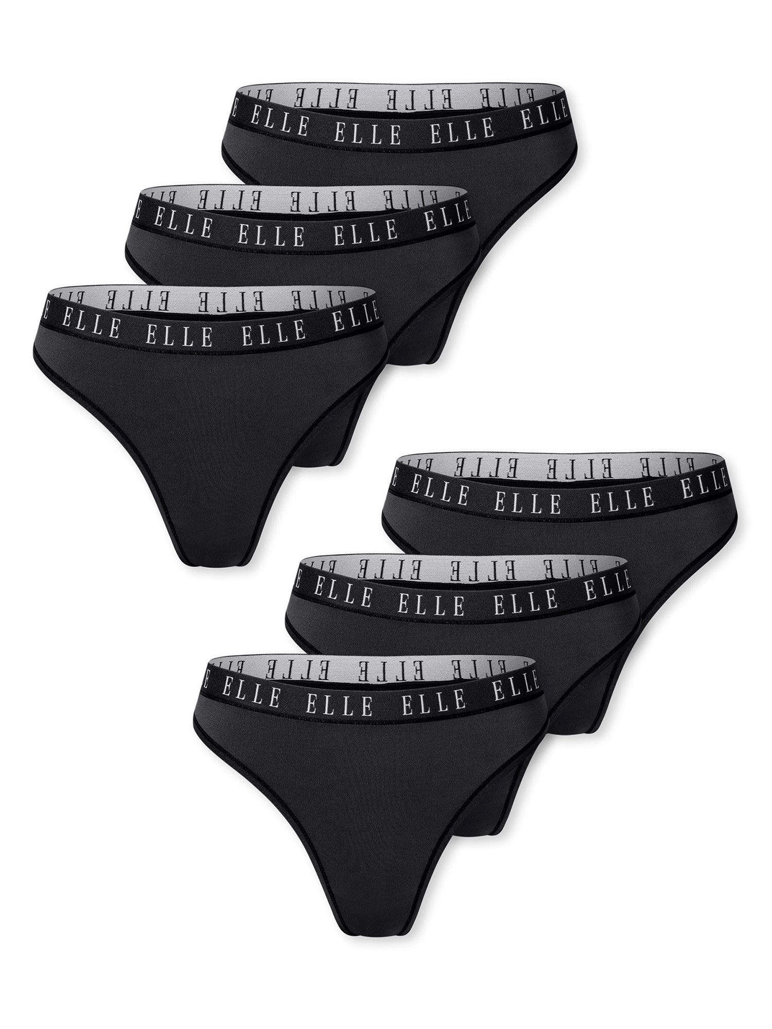 Elle Tanga Thong - ELLE LOGO (6-St) unterhose unterwäsche tanga