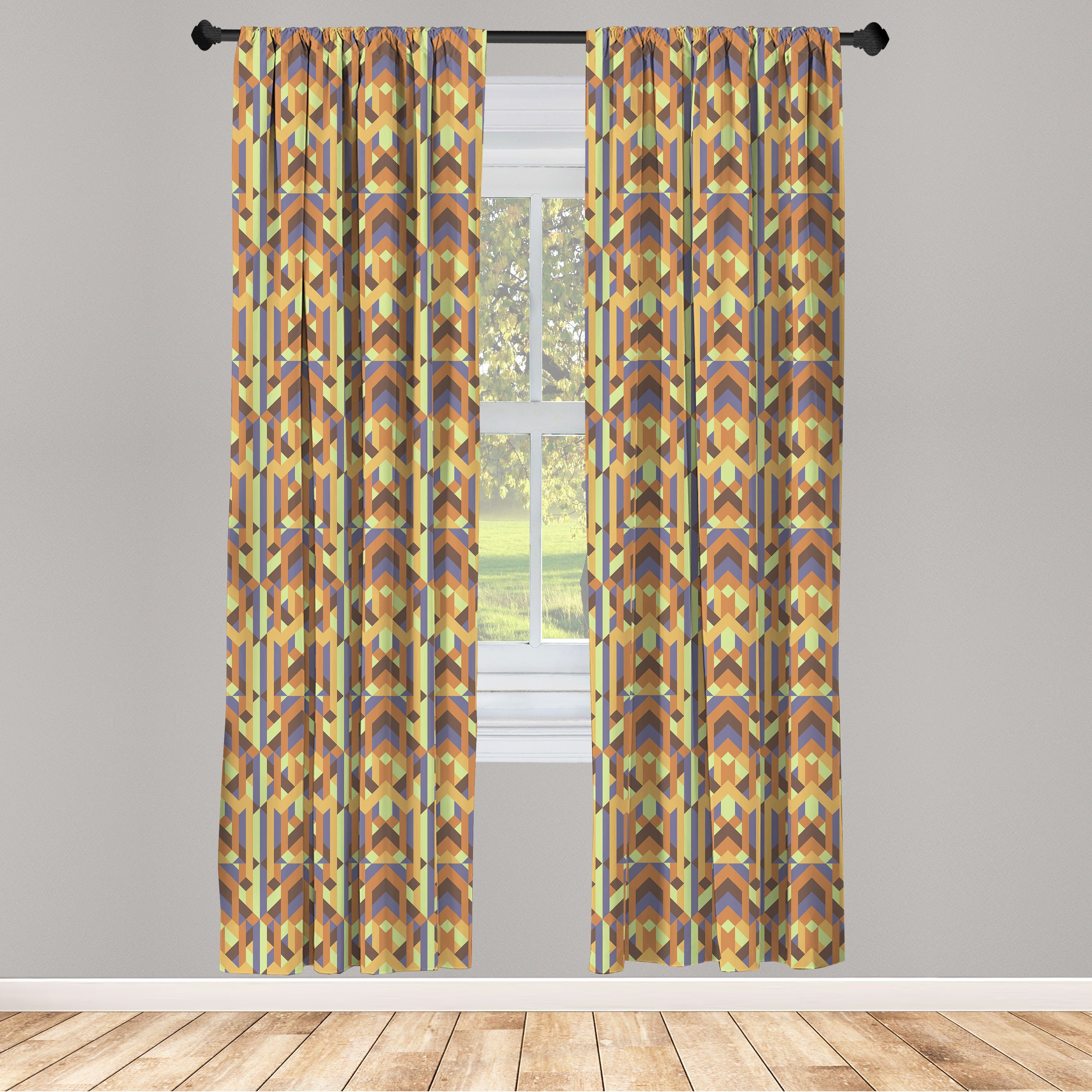 Gardine Vorhang für Wohnzimmer Schlafzimmer Dekor, Abakuhaus, Microfaser, Erdfarben Kompliziertheit der gotischen Epoche