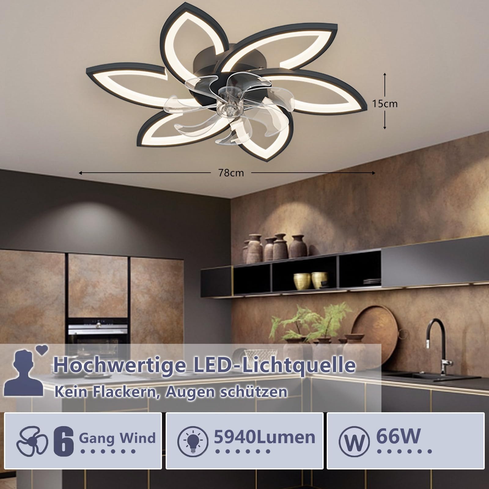 RWEUOQ Deckenleuchte Deckenventilator mit Beleuchtung mit günstig online kaufen